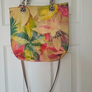 Maurizio Taiuti Yellow and Green Floral Tote Bag